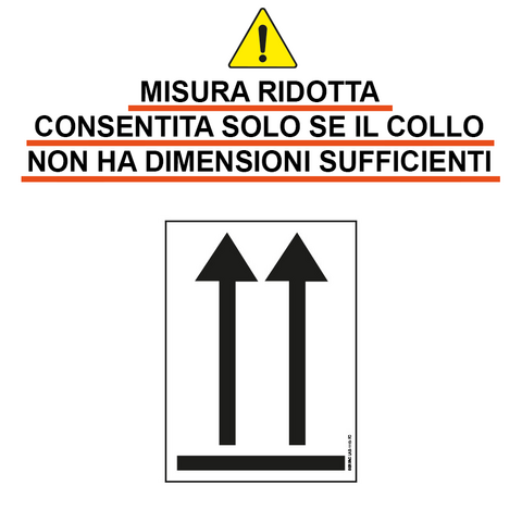 Etikett Versandstückorientierungskennzeichen muss an Kombinationsverpackungen oder Umverpackungen angebracht werden, wenn sie flüssige, gefährliche Güter enthalten und ist auf zwei gegenüberliegenden Seiten des Versandstückes anzukleben.