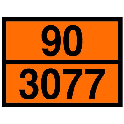 Die orangenfarbene Warntafel 90/3077 ist für den Transport auf der Straße in Tankcontainern, ortsbeweglichen Tanks, MEGC und Beförderung fester Gefahrstoffe in loser Schüttung anzuwenden. Permanentkleber mit einer Haltbarkeit von 3 Jahren innen & außen.